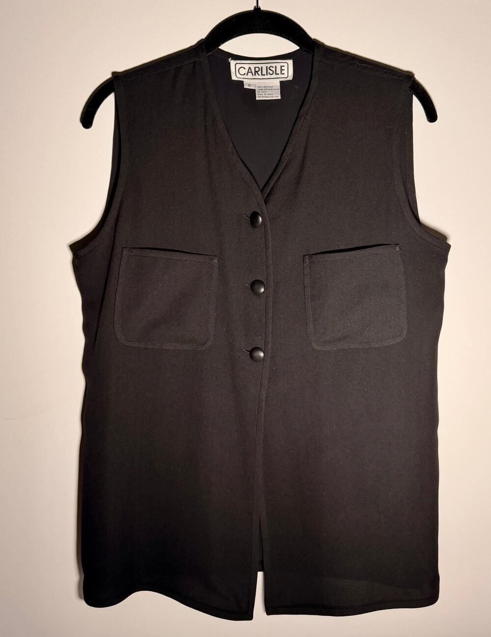 Carlisle Vintage Black Silk Blend V-Neck Button Vest 8